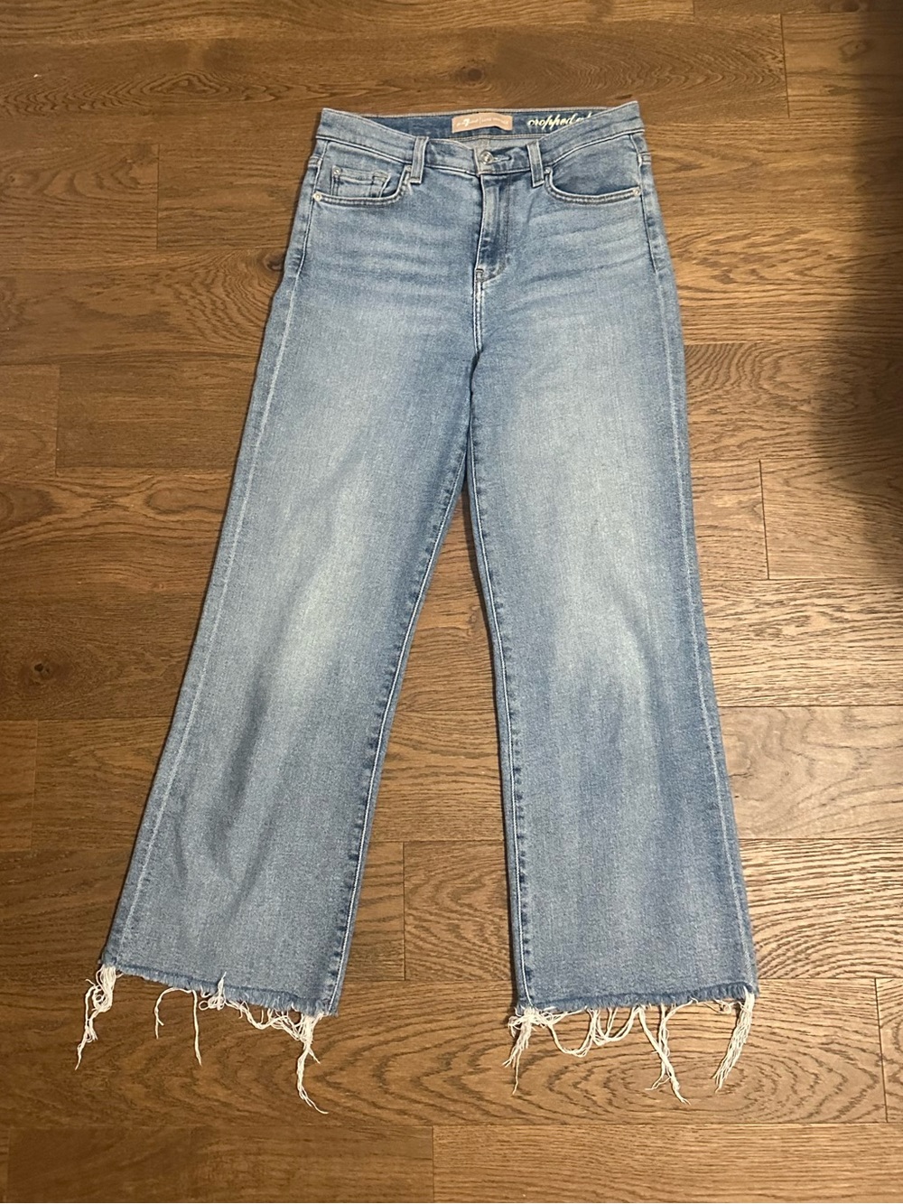 7 For All Mankind - Alexa Crop - Wide-Leg, High Waist, Frayed Hem - 25” inseam